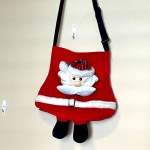 🎄SANTA HANDBAG/TOTE🎄SUPER CUTE, SANTA FACE & DANGLING BOOTS,ADJUSTABLE STRAP EUC
